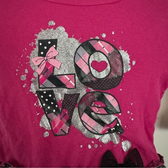 NWT George Baby Girls 24M Pink Black Plaid LOVE Hearts Ruffle Tutu Dress Outfit - Picture 3 of 11